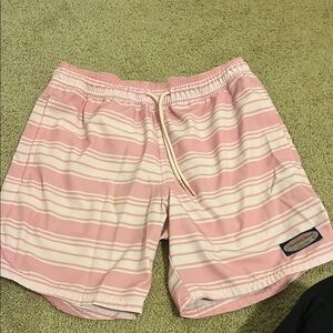 Pink Striped Vineyard Vines Swim Shorts